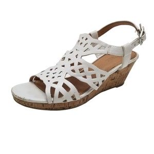 Cupcake Couture Girls Sz 2 Cork  Wedge Sandals White